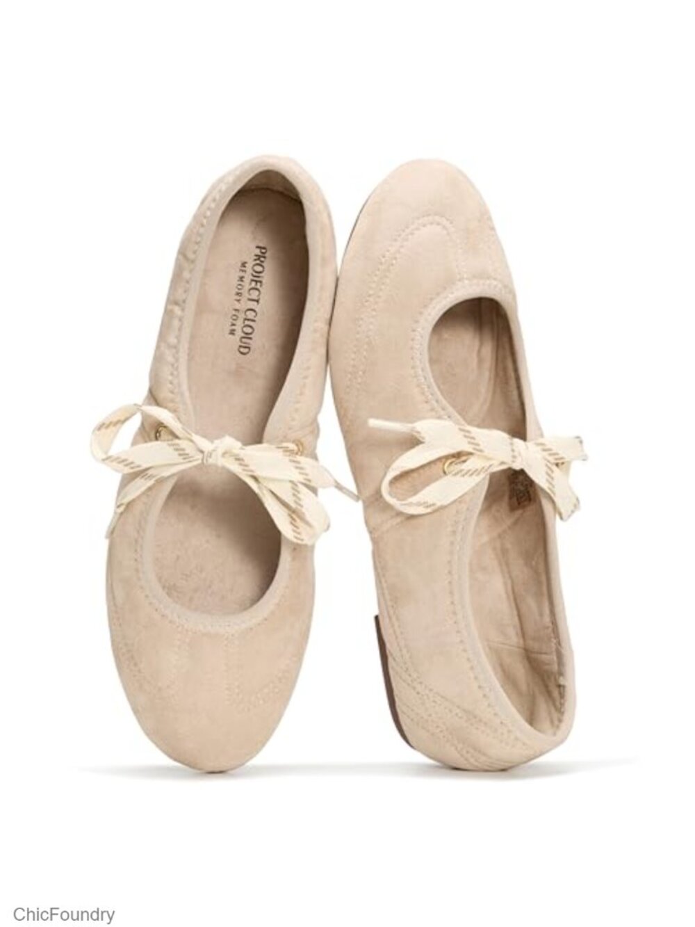 Women's Ballet Flats Mary Jane Shoes Suede Bow Tie Memory Foam